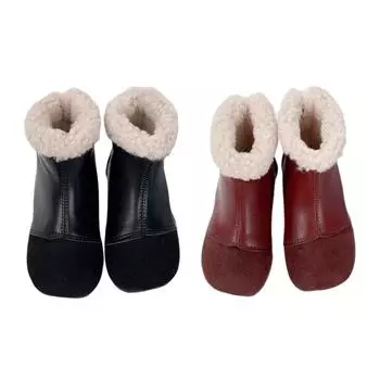 Сапоги из овечьей шерсти для девочек, милые детские короткие ботинки из искусственной кожи, зимние теплые хлопковые ботинки на плоской подошве, модная детская обувь для девочек 32