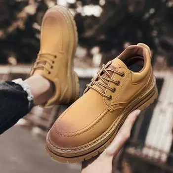 Сапоги из ревеня 2025 года, осень-зима, новые модные уличные ботинки с низким верхом на платформе, модные ветрозащитные мужские туфли 39