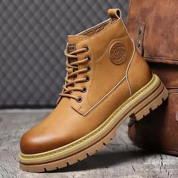 Сапоги из ревеня мужские зимние бархатные утолщенные ботинки Martin в британском стиле модные ботинки для пустыни мужские хлопковые туфли 38