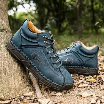 Сапоги из спилка ручной работы, мужская обувь, удобные ботильоны для мужчин, повседневная обувь, обувь для инструментов большого размера 39 коричневый