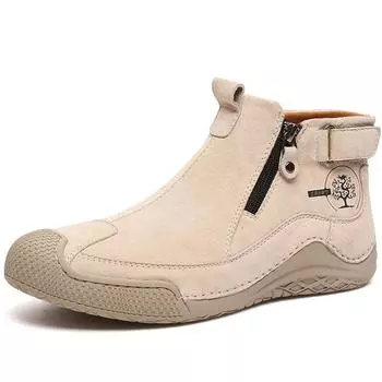 Сапоги из спилка ручной работы, мужская обувь, удобные ботильоны для мужчин, повседневная обувь, обувь для инструментов большого размера 38 песочный