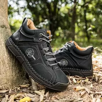 Сапоги из спилка ручной работы, мужская обувь, удобные, ботильоны, для мужчин, повседневная обувь, большой размер47 48, обувь для инструментов 39 коричневый