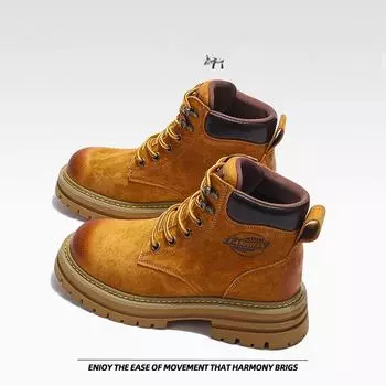 Сапоги Martin с толстой подошвой и внутренней высотой, рабочие ботинки, британские ботинки из ревеня 33 жёлтый