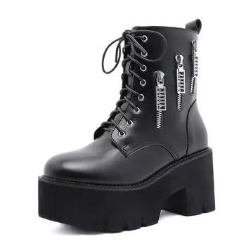 Сапоги на каблуке 8 см, модная модная двусторонняя молния со стразами на толстой подошве в европейском стиле, удобная женская обувь Lhx 35 чёрный