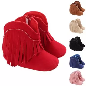 Сапоги на мягкой подошве с снежным принтом для новорожденных, теплая обувь 11 чёрный