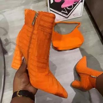 Сапоги-полотенца, женские, 2022 г., большие повседневные сапоги в европейском и американском стиле на толстом и высоком каблуке, однотонные сапоги из ткани из полотенец 36 чёрный