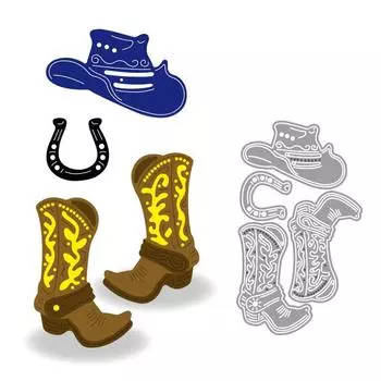 Сапоги, шляпы и педали, дизайн, стиль, трафарет для резки металла для DIY, скрапбукинг, альбом, фототиснение, бумажная карта, ремесленный декор серебряный