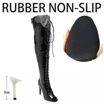 Сапоги выше колена Ботинки на шнуровке Туфли на шпильке Джазовые танцевальные женские туфли Скользкая подошва Настраиваемые ботиночки для латиноамериканских танцев 35