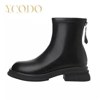 Сапоги Женская обувь Кожаная обувь до щиколотки с круглой головкой Martin Модная женская обувь 39