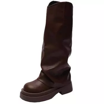 Сапоги женские 2024 осень новый британский стиль ретро длинные сапоги универсальные но колено толстая подошва жареные уличные брюки брюки сапоги 65 A pair of insoles