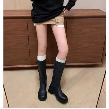 Сапоги женские до колена, зимние, новые, дизайнерские, на среднем каблуке, женская обувь на платформе, мотоциклетные, Botas Mujer Invierno 35