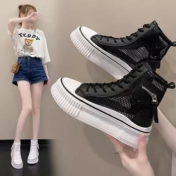 Сапоги женские летние сетчатые полые дышащие сетчатые ботинки Martin сандалии женские 2025 новые повседневные сетчатые средние крутые ботинки 35 белый