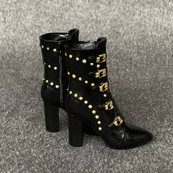 Сапожки на каблуках для кукол 12 - женские персонажи чёрный