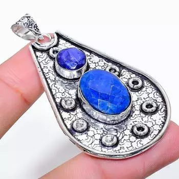 Sapphire Natural Gemstone 925 Sterling Silver Jewelry Pendant 2.44 L7H42