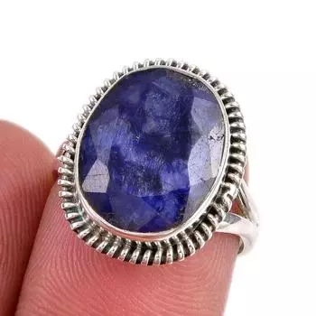 Sapphire(Simulated) Gemstone Handmade 925 Sterling Silver Gift Ring S.6.5 w6r44