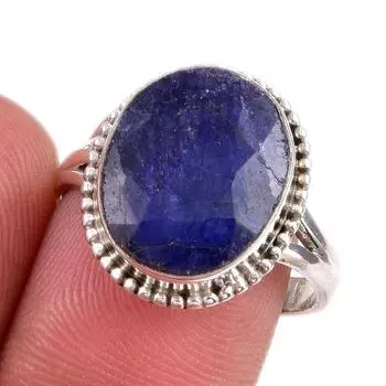 Sapphire(Simulated) Gemstone Handmade 925 Sterling Silver Gift Ring S.7.5 L9Y73