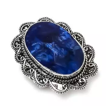 Sapphire(Simulated) Gemstone Handmade 925 Sterling Silver Ring Size 8.5 K1y57