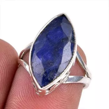 Sapphire(Simulated) Gemstone Handmade 925 Sterling Silver Gift Ring S.5.5 O2t09