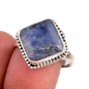 Sapphire(Simulated) Gemstone Handmade 925 Sterling Silver Jewelry Ring S.9 c4A56