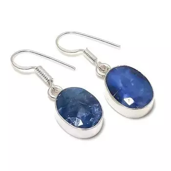 Sapphire(Simulated) Gemstone Handmade Christmas Gift Earring 1.30 Q7s48