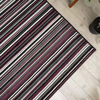 Саян Саян Многополосный Ковер Ковер Лувен 200x200 2 Татами Черный Фиолетовый