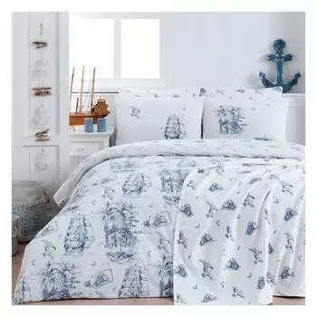 Сара Андерсон Посейдон Синий 100% Хлопок Двойной пододеяльник Комплект