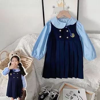 Сарафан школьный для девочек синяя рубашка