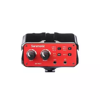 Saramonic SR-PAX1 2-канальный аудиомикшер/предусилитель/микрофонный адаптер Фантомное питание, двойной XLR, вход 6,3 мм, 3,5 мм + Для цифровых зеркальных камер, беззеркальных камер или видеокамер с