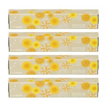 Saran Wrap 22cm x 50m Flower Design Yellow 4 Pack [Limited Design]