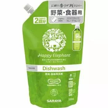 Saraya Happy Elephant detergent 2 refills 500ml x 5 pieces Vegetable/dish