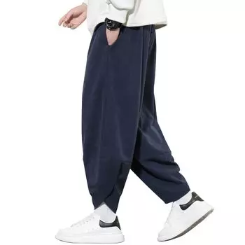 Sarouel Corduroy Wide Autumn Cropped Saruel Aladdin Large Hakama Navy XL [Fasshonrida] Брюки, Мужские брюки, Брюки, Длина, Низ, Популярное, Брюки,