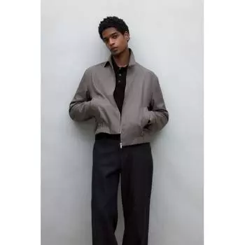 Саржевая куртка HM Regular Fit Темно-бежевая XS