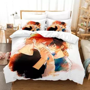 Sasaki to Miyano Manga Cool Bedding Set Single Twin Full Queen King Size Bed Set Aldult Kid Bedroom Duvetcover Sets 3D Anime AU Single(140x210cm)