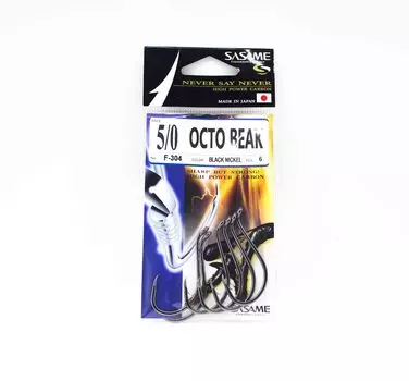 Sasame F-304 Крючок в виде клюва осьминога, черный, размер 5/0 (4668)