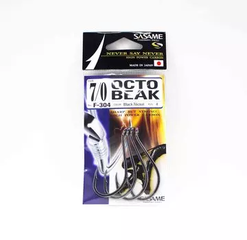 Sasame F-304 Крючок в виде клюва осьминога, черный, размер 7/0 (4644)