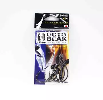 Sasame F-304 Крючок в виде клюва осьминога, черный, размер 6/0 (4651)