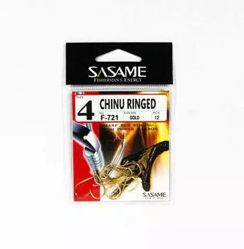 Sasame F-721 Chinu Кольцо Офсетный Крючок Золото Размер 4 (0630)