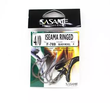 Sasame F-769 Iseama, прямой крючок с кольцом, размер 4/0 (3601)