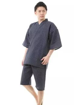 Sashiko Jinbei пошив и окраска, все сделано в Японии. Нитки Cross Sashiko Navy Blue 6004NV L [Edoten], мужские тёмно-синий