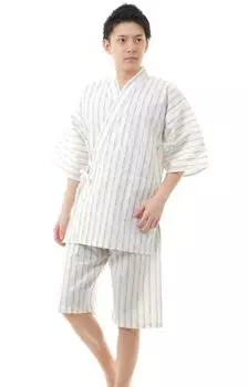 Sashiko Jinbei шитье и окрашивание, все сделано в Японии Sashiko Stripe White 60010WH M [Edoten] Нитки, мужские белый