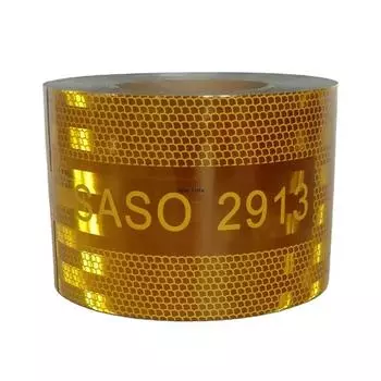 SASO 2913 Reflective Tapes 7.5cm*5m Yellow Plating Aluminium Adhesive Sticker Reflectors Waterproof Truck Strip For Saudi Market