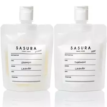 SASURA Damage Care Шампунь для лечения повреждений Дорожный набор 100 мл каждый Аромат лаванды Эко Унисекс