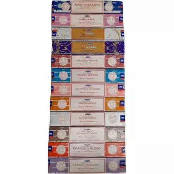 Сатья Наг Чампа Агарбатти / ароматическая палочка, 12 х 15 грамм (Всего 180 г) Мульти аромат (Может различаться)