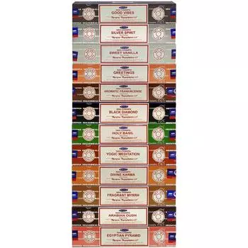 Сатья Наг Чампа Агарбатти (Ароматическая палочка)Комбинированный микс 12 x 15 грамм (180 г) Мульти аромат (Может различаться)