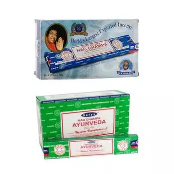 Сатья Наг Чампа и Аюрведические ароматические палочки Агарбатти 1+1Комбо(180 ГМ+180 ГМ ) Коробка | 12 упаковок по 15 грамм в коробке | Экспортное качество