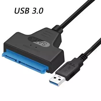 SATA 3 to USB 3.0 adapter cable 6Gbps high speed data Sata to usb adapter with power port support 2.5/3.5inch SSD HDD hard drive чёрный