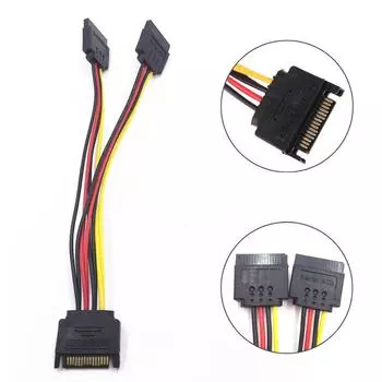 Sata Ii Жесткий диск Питание 15Pin Sata Male To 2 Female 15Pin Удлинительный кабель питания