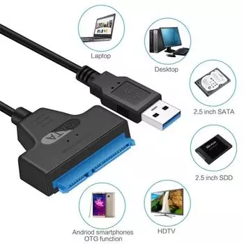 Sata к USB 3.0 адаптер кабель USB к SATA 3 кабель поддержка 22 Pin 2.5 Lnche внешний HDD SSD жесткий диск компьютерный разъем подходит чёрный