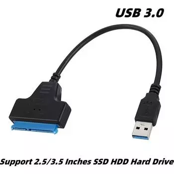 SATA to USB 3.0 Adapter Type C to SATA Cable 5Gbps High Speed Data Transmission SATA Adapter For 2.5/3.5 Inch HDD SSD Hard Drive чёрный