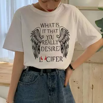 Сатана Harajuku футболка женская Ullzang сатанист мультфильм забавная футболка Люцифер 90-х графическая футболка S белый